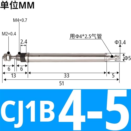 Cilindro de aire miniatura tipo aguja CJ1B4-5SU4 de simple efecto 3