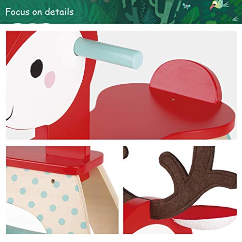 Schaukelpferd QIQIDEDIAN Kinderspielzeug aus Holz Schaukelhirsche Kombination Kleinkind Trojaner 1-3 Jahre alte Männer… – Bild 4