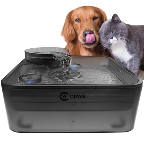 Ciays 236Oz/7L Pet Water Fountain Ultra-Large Capacity Cat Water Fountain Dual Filtration Dog Water Fountain Bowl With Huge Drinking Area For Cat/Dog/Multiple Pets, Gray (Ag01) #TOP24