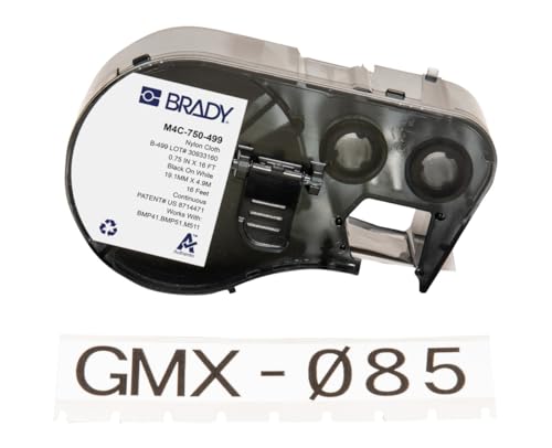 Cinta de nailon para impresoras Brady M4C-750-499 de 19,05 mm x 4,88 m negro sobre blanco