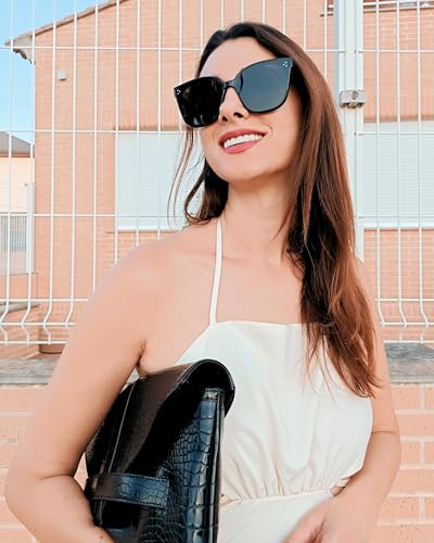 TIJN Polarized Sunglasses for Womens Mens,Trendy Oversized UV Protection Sun Glasses,Vintage Style Dark Shades3