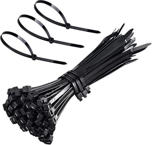 Image of MX Teeth Grip Nylon Self Locking Cable Ties, Black, 100 x 2.5 mm (4 Inch), Pack of 200, Zip Ties for Cable Management