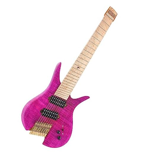 8 String Fanned Stainless Steel Frets Headless Electric Travel Guitar With Custom Brass Bridge Professional Headless Guitar