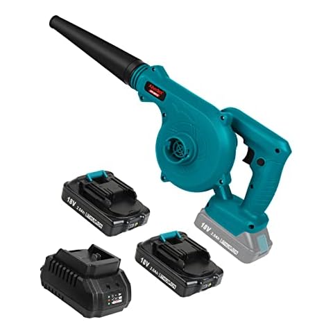 Cordless Leaf Blower with 2 Batteries and Charger,2-in-1 Lightweight Electric Mini Small Handheld Battery Powered Sweeper/Vacuum for Lawn Care,Patio,Blowing Leaves and Snow Cover