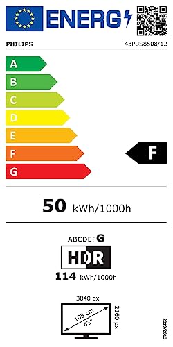 Philips Ambilight TV | 43PUS8508/12 | 108 cm (43 Zoll) 4K UHD LED Fernseher | 60 Hz | HDR | Dolby Vision | Google TV | VRR | WiFi | Bluetooth | DTS:X | Sprachsteuerung