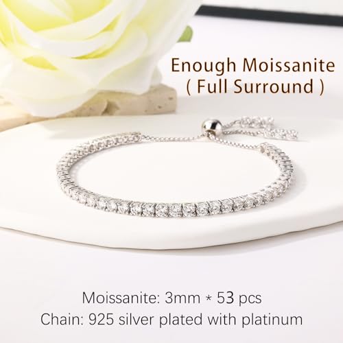 2.0-5.3-12.9carats Adjustable 925 Silver Moissanite Tennis Bracelet for Women Men Suitable for Gifts2