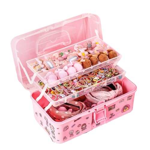Caja de herramientas de papelería, Caja de almacenamiento multiusos, Caja de herramientas con asa Caja de almacenamiento portátil rosa, Organizador de almacenamiento multiusos Caja de medicinas multic