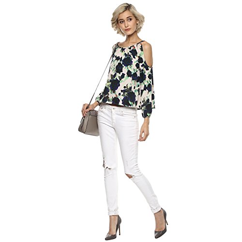 Image of Harpa Cold Shoulder Black Blouse(GR5096B-BLACK)