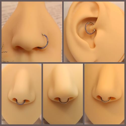 Image of PEAKLINK 16G 18G 316L Stainless Steel CZ /OPAL Septum Piercing Septum Clicker Ring Hinged Nose Ring Daith Earrings Conch Piercing Jewelry Helix Cartilage Tragus Lobe Belly Hoop Earring