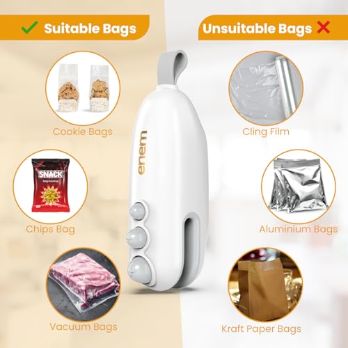 Image of Enem Mini Sealing Machine for Food Packets, Full Customer Support from Enem, Portable Mini Sealing Machine, Packet Sealer Machine, for Food, Snacks, Chips, Fresh Storage