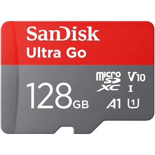 SanDisk Ultra Go Micro SDXC Speicherkarte 128 GB + SD Adapter (Für Android Smartphones und Tablets, bis zu 150 MB/s Lesegeschwindigkeit) A1, Full HD Video, UHS-I, Class 10, U1, Für Amazon