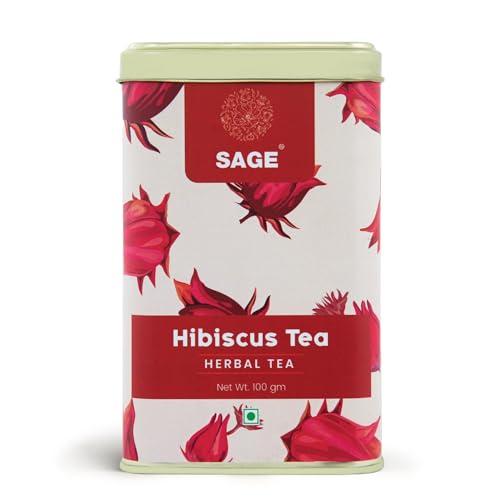 SAGE Té de hibisco para té caliente y frío | Té de hibisco sabdariffa, té de flores de rosella | Grado seco y comestible | 100 g (té de hibisco)