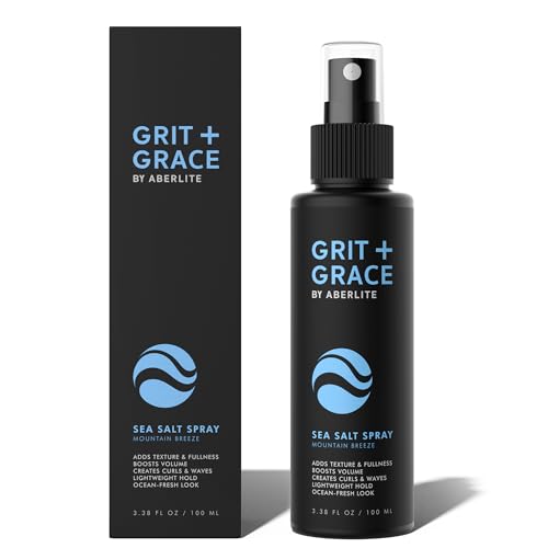 Aberlite Grit+Grace Sea Salt Spray for Men &amp; Women Beach Look - Hair Texture Styling Product for Beach Waves - Curly &amp; Wavy Hair Texture Spray (3.38 FL OZ)