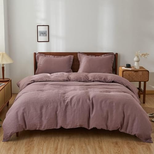 Simple&Opulence 100% Linen Duvet Cover Set, 3 PCS Natural French