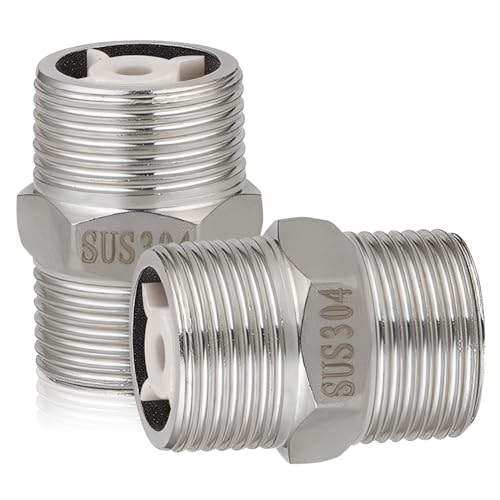 2 válvulas antirretorno de doble nippel, 1 pulgada de acero inoxidable 304 conector hexagonal, accesorios G1 rosca exterior, válvula antirretorno, para sistemas de suministro de agua, tanques de agua