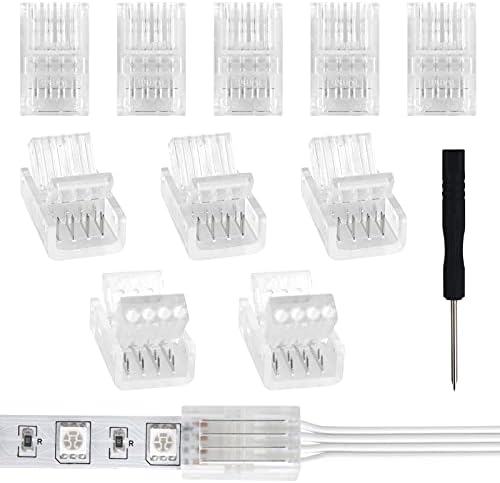 Aroidful 10 sztuk 4-pinowych 10mm złączy LED do wodoodpornych i niewodoodpornych taśm LED SMD RGB 5050/3528