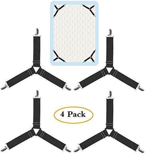 JENY Triangle Elastic and Metal Mattress Corner Clips 3 Way Fitted Bedsheet Fastener Suspenders Grippers for Mattress Covers Sofa Cushion (Multicolor) - Pack of 4-image-20