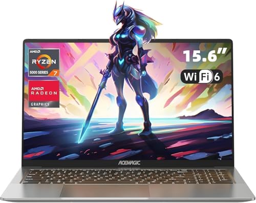 ACEMAGIC Gaming Notebook AMD Ryzen 7 5700U(Battere i7-1265U),Tastiera Retroilluminata PC Portatile,RAM 16GB NVME SSD 512GB,16,1″ Full HD 1920×1080 Color(grigio)