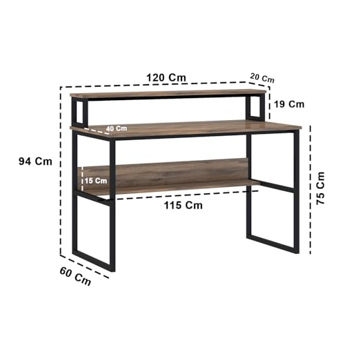 Image of Klaxon Engineered Wood Iron Study Table with Drawer, Multi-Usage Laptop Desk & Home Office (Printo-FD, DIY Installation) (FD, DESKE)