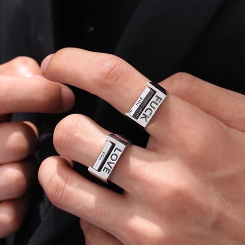 AGLOO Creative Fuck & Love Ring– Mood Ring for Men Women | Funny Rotatable Fidget Jewelry Gift2