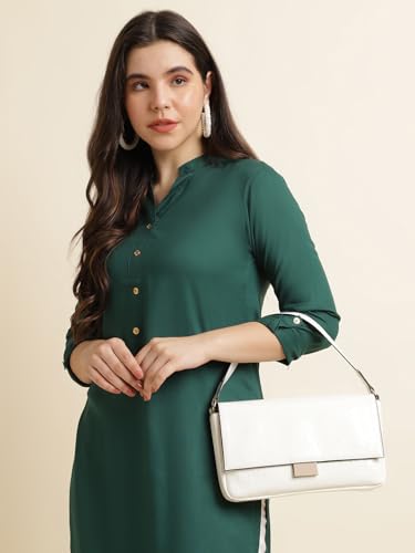 Image of Fabclub Women's Rayon Solid Plain Straight Kurti