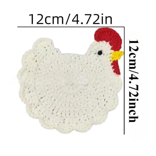 Dessous de Verre en Crochet Poulet x3 | Tissu Doux & Lavable - 3