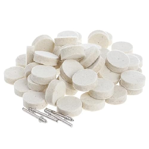 Pack of 100 Felt Polishing Wool Bob Burr 1 Inch Diameter High Wheel with 1/8 Inch Shank Cotton Buffing Wheels Kit for Polishing Drill