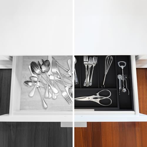 Relaxdays Cutlery Tray, Extendable Insert, 5 to 7 Compartments, Drawer Organiser, Bamboo & MDF, Utensils Storage, Black - Image 5