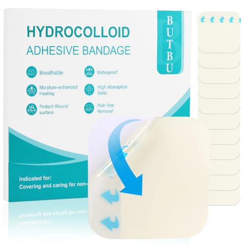 BUTBU Cerotti Riduzione delle Cicatrici, 10 * 10cm Medicazioni idrocolloidali, Cicatrici Trasparenti e Discreti, per Acne, Vesciche, Tagli, Graffi, Ferite, 12 Pezzi
