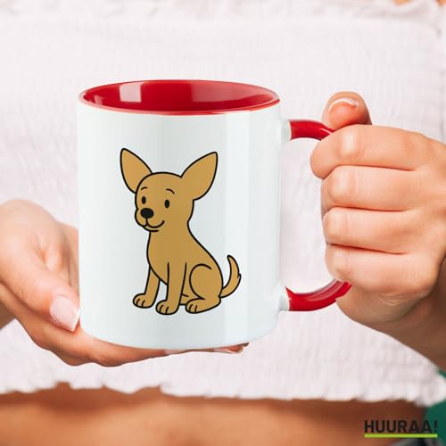 Huuraa Teetasse Chihuahua ChiChi Comic Geschenk 330ml Rot Chihuahua Präsent