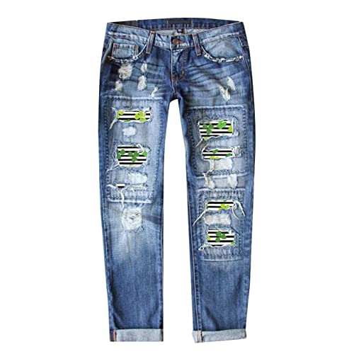 Pantalon extensible à jambe droite pour femme jean imprimé Sampa XXL