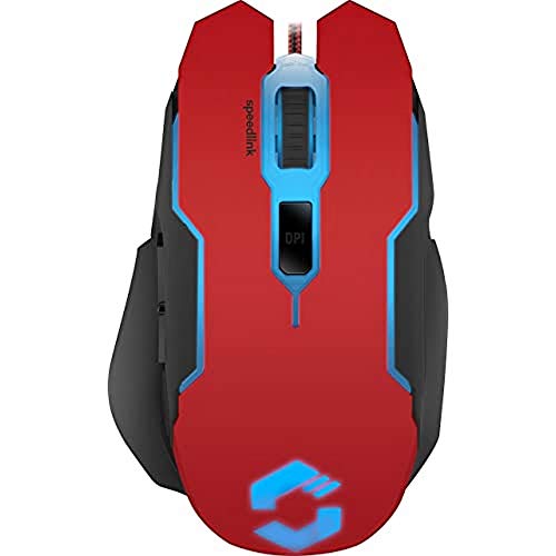 Speedlink CONTUS Gaming Mouse - 5 Buttons Mouse for Office/Home Office (LED Illumination - Adjustable to 3200 dpi - Ergonomic Shape) for PC/Notebook/Laptop, Black-red