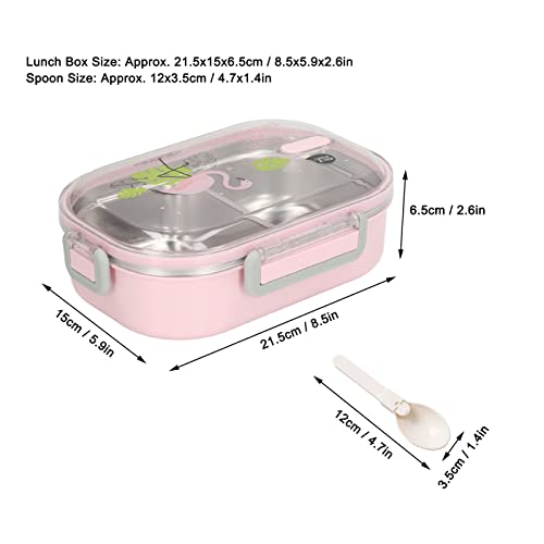 TOPINCN 304 Stainless Steel Lunch Box Compartment Liner Thermal Insulation Lunch Box Illustration Style Proof Container for Student Children Transparent Pink Bird - Image 2