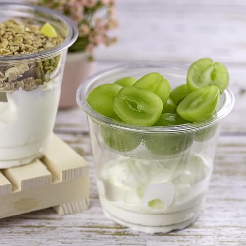 TOFLEN 9 oz Clear Plastic Yogurt Parfait Cups with Lids Disposable To Go Cereal Cups for Breakfast Snack Fruit, Veggies and Dips (50 Cups+Inserts+Sporks+Flat Lids) by TOFLEN - Image 6
