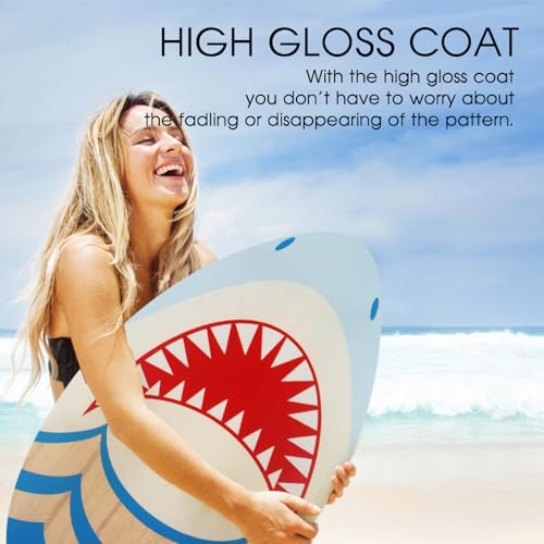 HQO LOVL Skimboard 35 inch Skim Board for Kids Adults Wooden Skim Boards with High Gloss Coat for Beach Skimboards for Beginners to Intermediate (Shark)