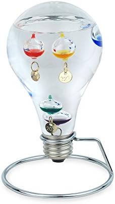 Galileo Thermometer Glass Bulb 15 cm, for Outdoor or Indoor, Anal...