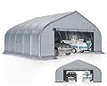 AMERLIFE 22.5 x 20 FT Heavy Duty Anti-Snow Carport with Spacious Aluminum Frame, Roll-Up Doors & Mesh Windows, Outdoor Canopy with Reinforced Ground Bars, for 2 Cars Side by Side, Silver Gray