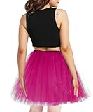 Women Teens Tutu Adult 4 layered Tulle Skirt with Satin Lined Dance NON See-through Tutu Halloween Costumes (US, Alpha, 4X-Large, Regular, Regular, Hot Pink)