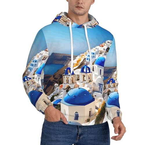 Sweat à capuche imprimé Santorini haut de gamme pour homme