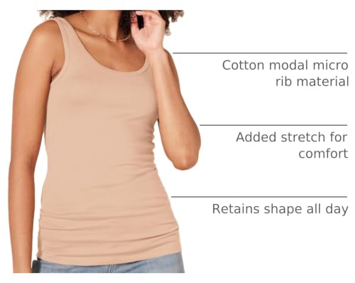 Image of Amazon Essentials Women's Slim-Fit Ribbed Scoop Neck Tank Tops, Pack of 2