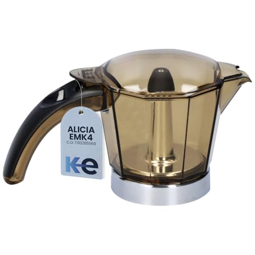 Anakel Home Recambio Jarra de Cafetera 7313285569 Compatible con Cafetera Delonghi Alicia EMK4, EMKE42 y EMKE42.R | Repuesto Original, Color Marrón, 4 Tazas