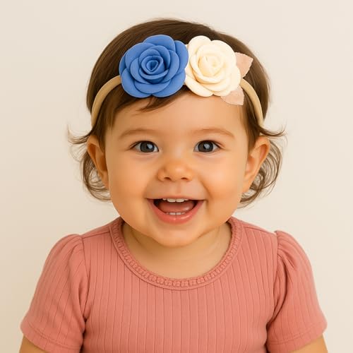 Image of SYGA 3 Pcs Baby Headband, Flower Stretchable, Nylon HairBand for Newborn Infant Toddlers Kids 0-3 Year-Design-5