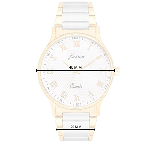 Image of jainx Premium Golden Chain Analog Wrist Watch for Men (White /Black Color Dial)