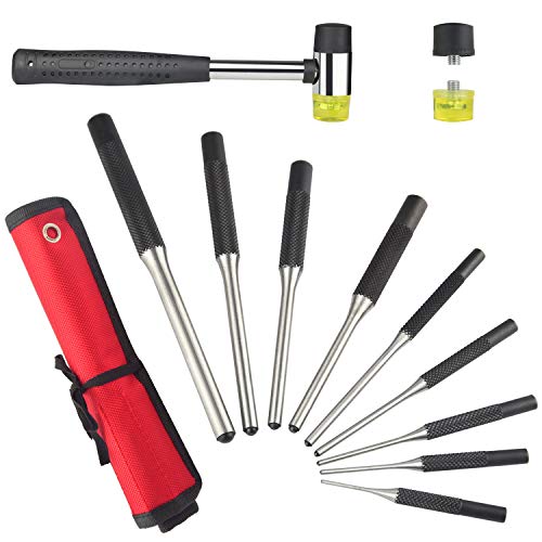 Twod Roll Pin Punch Set with Storage Pouch, 9 Piece Steel Removal Tool
