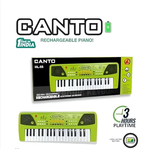 Image of Rechargeable Electronic Keyboard Piano for Kids | HL-55 Musical Toy Piano with Built-in Speaker, Microphone Support, LED Indicators & Multiple Music Modes | Beginner Learning Keyboard for Kids