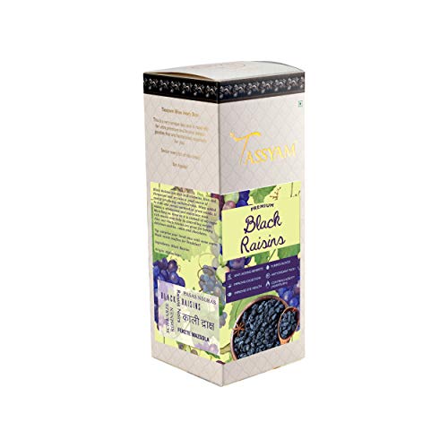 Image of Tassyam Premium Hand Picked Black Raisins 250g Box | Healthy Natural Dry Fruits Luxury Pack of Kali Draksh Kishmish