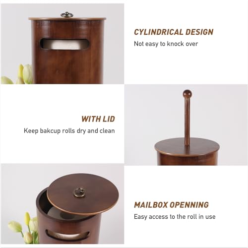 Thatsdoven NO Toilet Paper Stand With 3-Roll Tissue Holder For Boho Bathroom, Freestanding Bamboo Toilet Paper Holder,Wood Toilet Paper Storage thumb #5