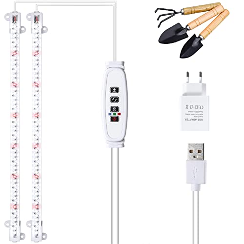 RWNTAOZM Leds Lampe pour Plante, Lumière de croissance à spectre complet, 20W 96 LEDs, 4 méthodes d'installation, minuterie 3/9/12H, 10 niveaux de gradation, 3 modes d'interrupteur, 2 packs Cover