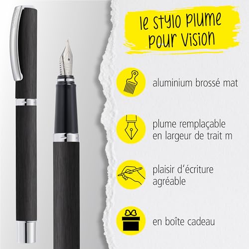 Stylo plume Vision Noir en aluminium avec plume iridium medium - 2