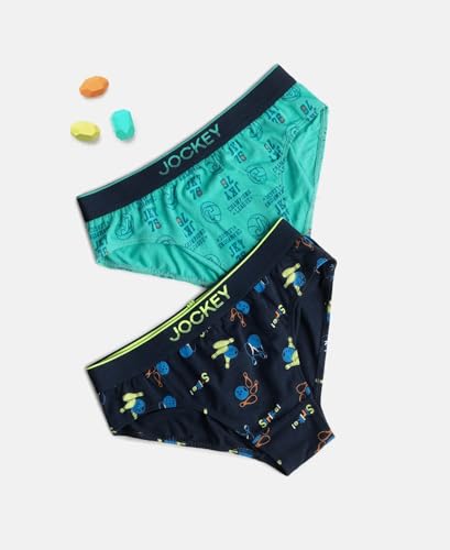 Image of Jockey PB04 Boy's Super Combed Cotton Elastane Stretch Printed Brief with Ultrasoft Waistband (Pack of 2)